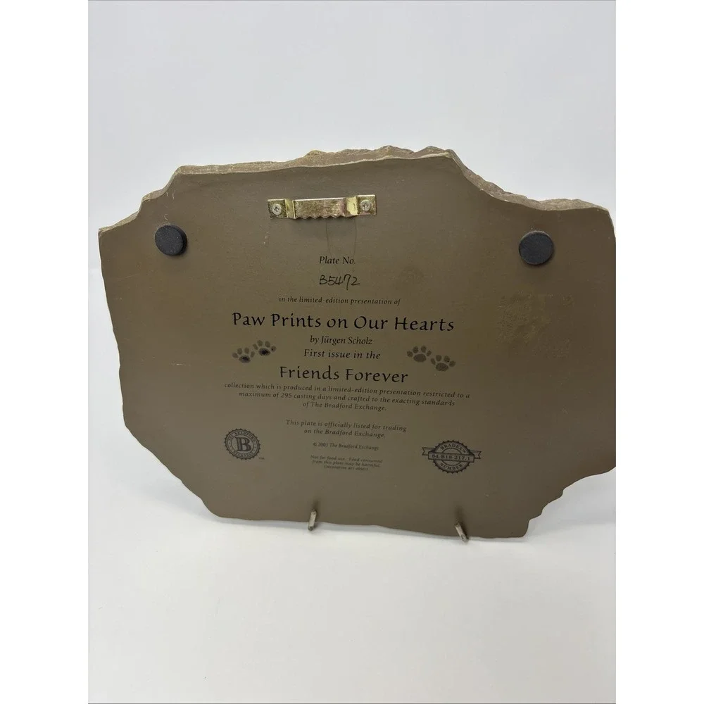 Bradford Exchange Paw Prints On Our Hearts Cats Plaque 2003 Limited Edition